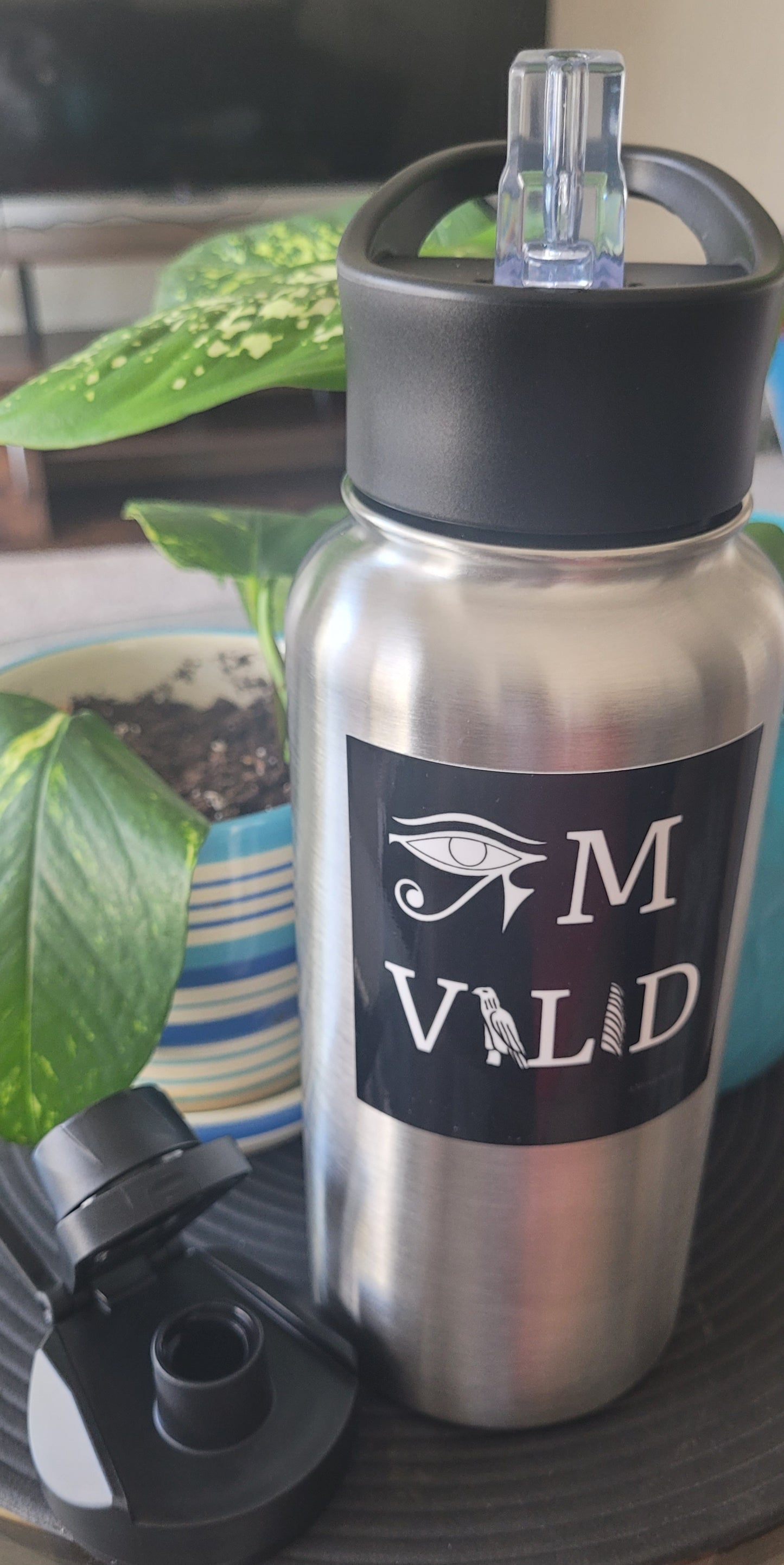 I M VALID hot/cold Water Bottle Black/Stainless Steel